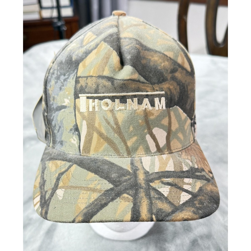 Vintage Holnam Hat Cap Snap Back One Size Green Camo Hunting Mens Taiwan 90s